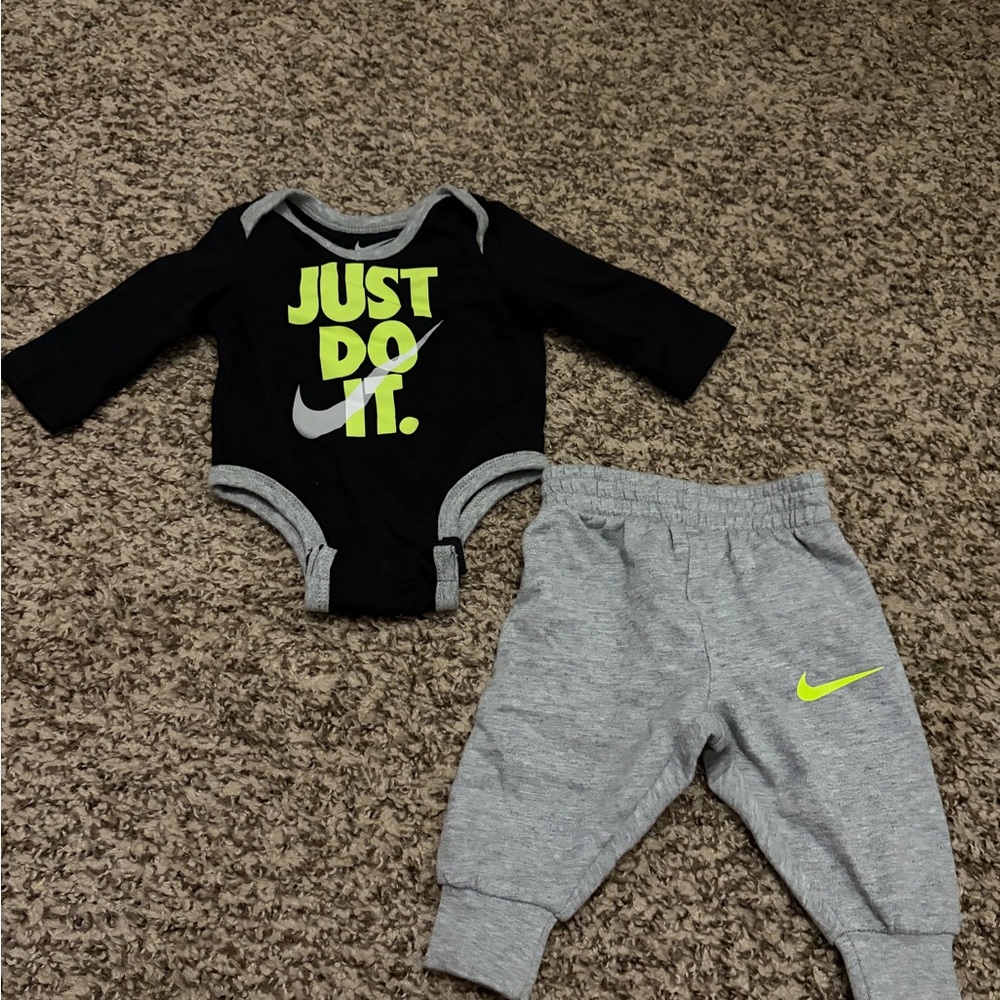 Nike Infant Set Black and Gray with Neon Accents